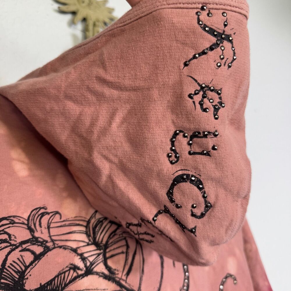 Key Y2K Jacket Womens Small Koi Fish Studded Hoodie Tattoo Art Asian Key Closet - Picture 9 of 12